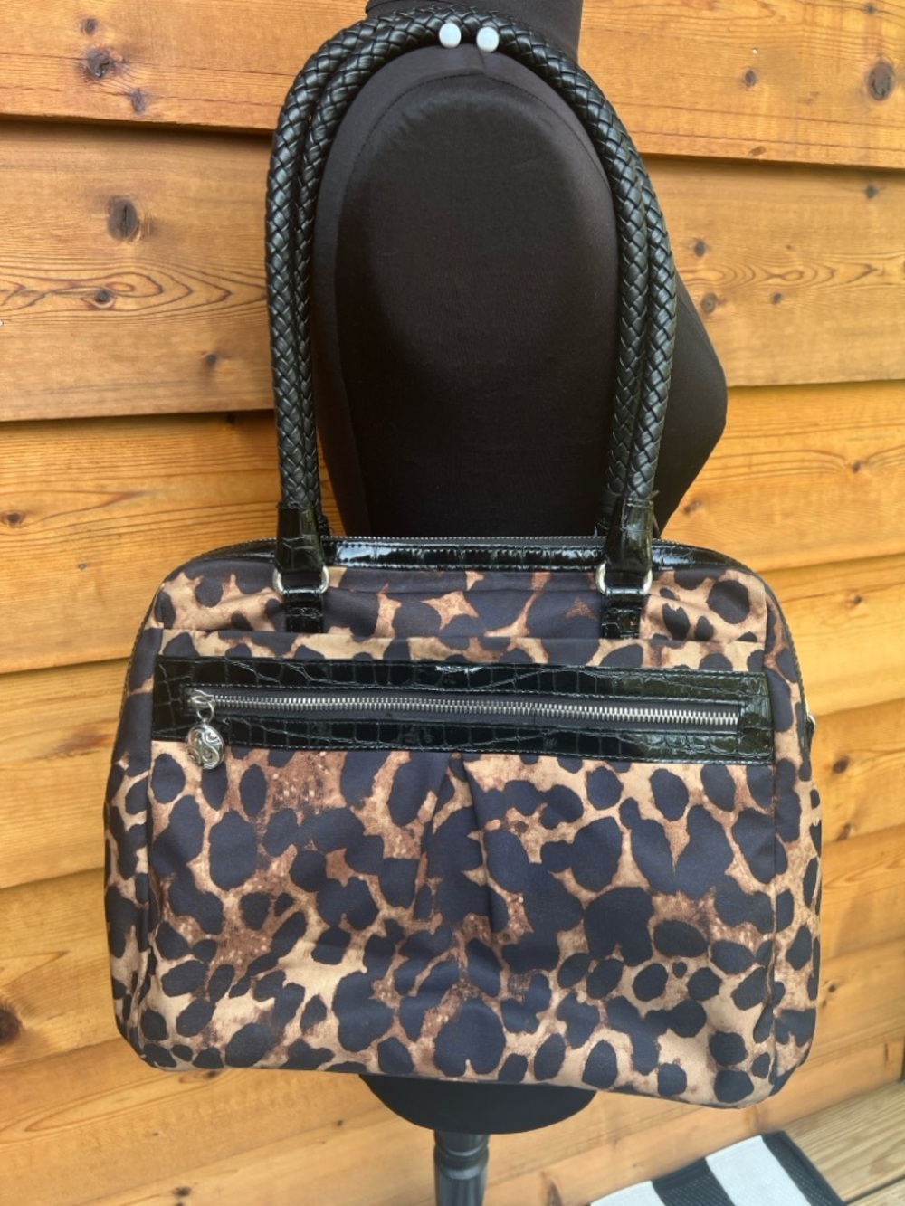 Brighton Leopard Print Shoulder Bag - Black/Brown - Picture 3 of 5